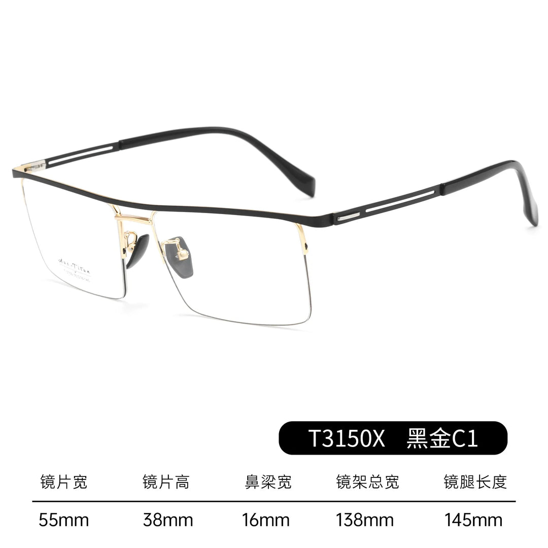 Gmei Optical T3150X men's square alloy prescription eyeglasses — view 5