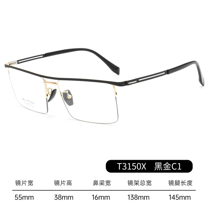 Gmei Optical T3150X men's square alloy prescription eyeglasses — view 5