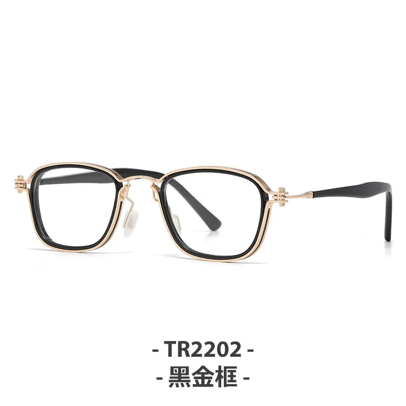 Zirosat Unisex Full Rim Square Round Acetate Titanium Eyeglasses 92202