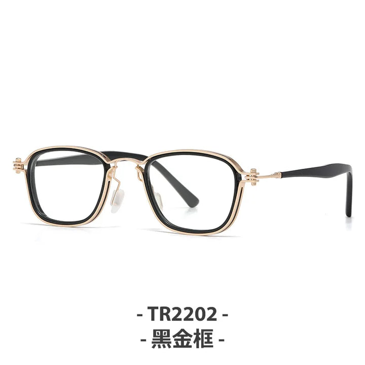 Zirosat Unisex Full Rim Square Round Acetate Titanium Eyeglasses 92202