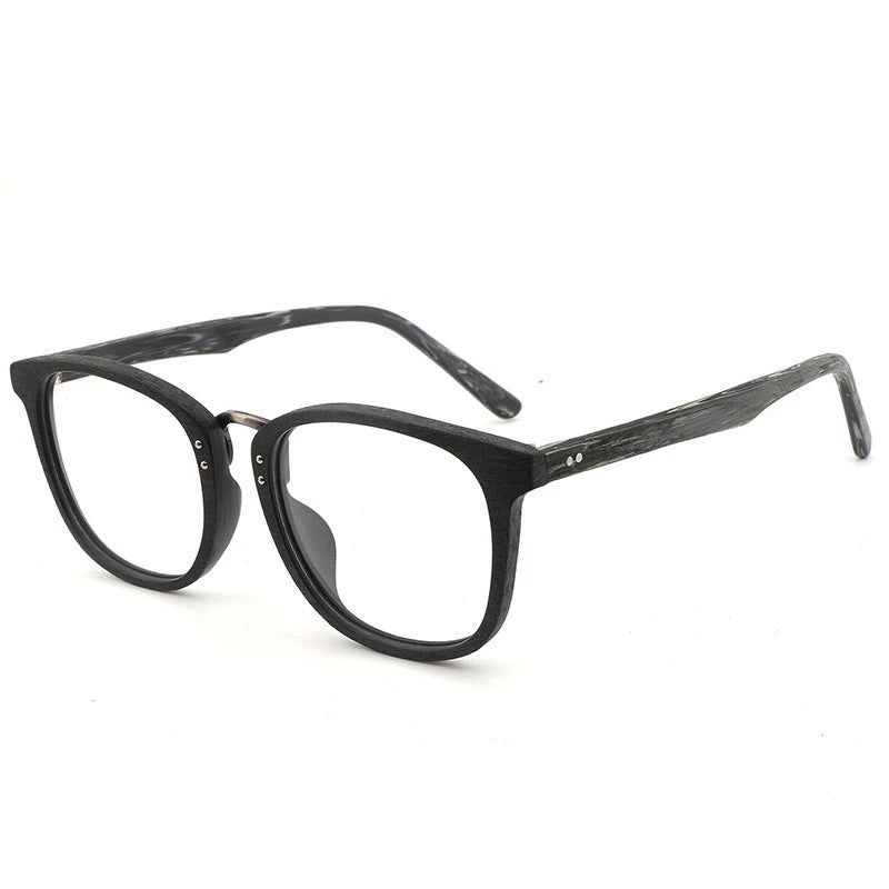 Cubojue Unisex Full Rim Square Acetate Reading Glasses 50021 Reading Glasses Cubojue black grey 0 