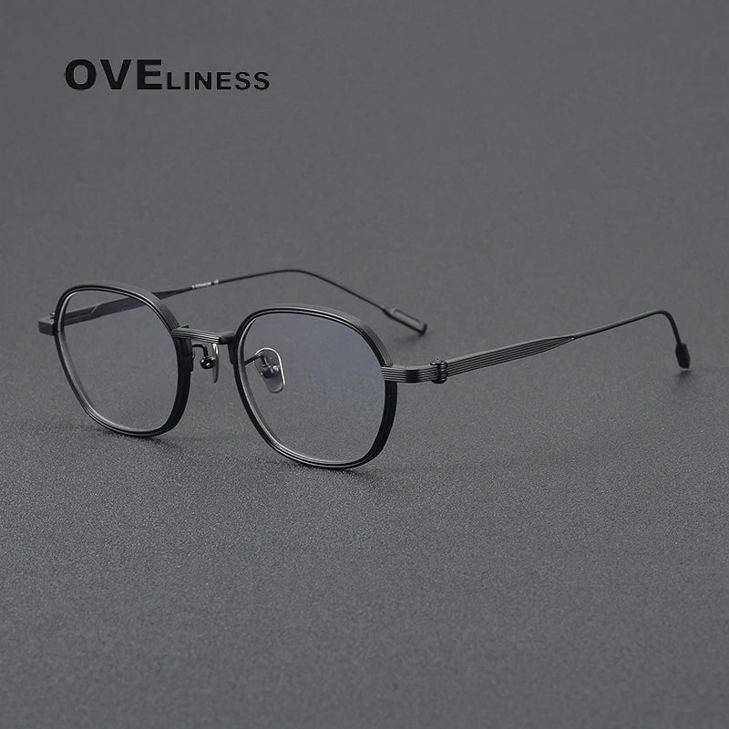 Oveliness Unisex Full Rim Oval Square Titanium Eyeglasses 4919 Full Rim Oveliness black  