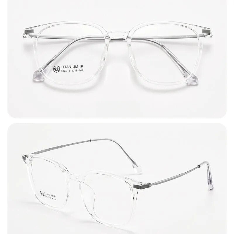 Yimaruili Unisex Full Rim Square  Tr 90 Titanium Eyeglasses 6830 Full Rim Yimaruili Eyeglasses Transparent  
