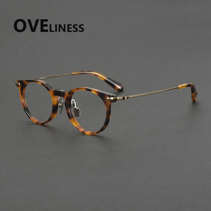 Oveliness Unisex Full Rim Round Acetate Titanium Eyeglasses 322147