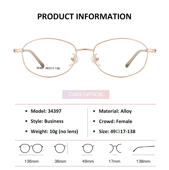 Vicky Women's Full Rim Oval Square Alloy Reading Glasses 34397