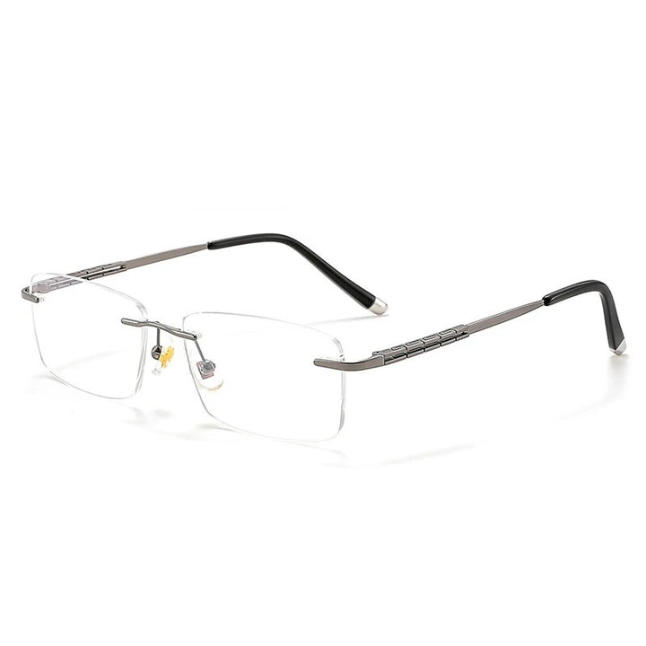 KatKani Unisex Rimless Square Titanium Eyeglasses 66070 Rimless KatKani Eyeglasses Gun  