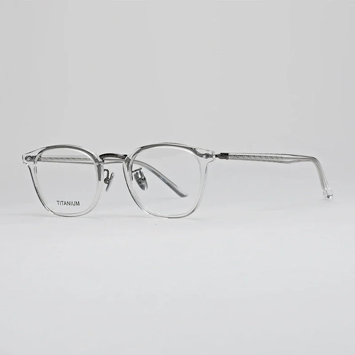 Hewei Unisex Full Rim Square Acetate Eyeglasses 19647 Full Rim Hewei clear  