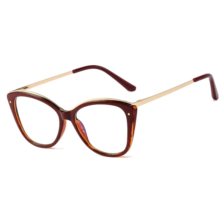 Handoer Women's Full Rim Square Cat Eye Tr 90 Alloy Eyeglasses 95786