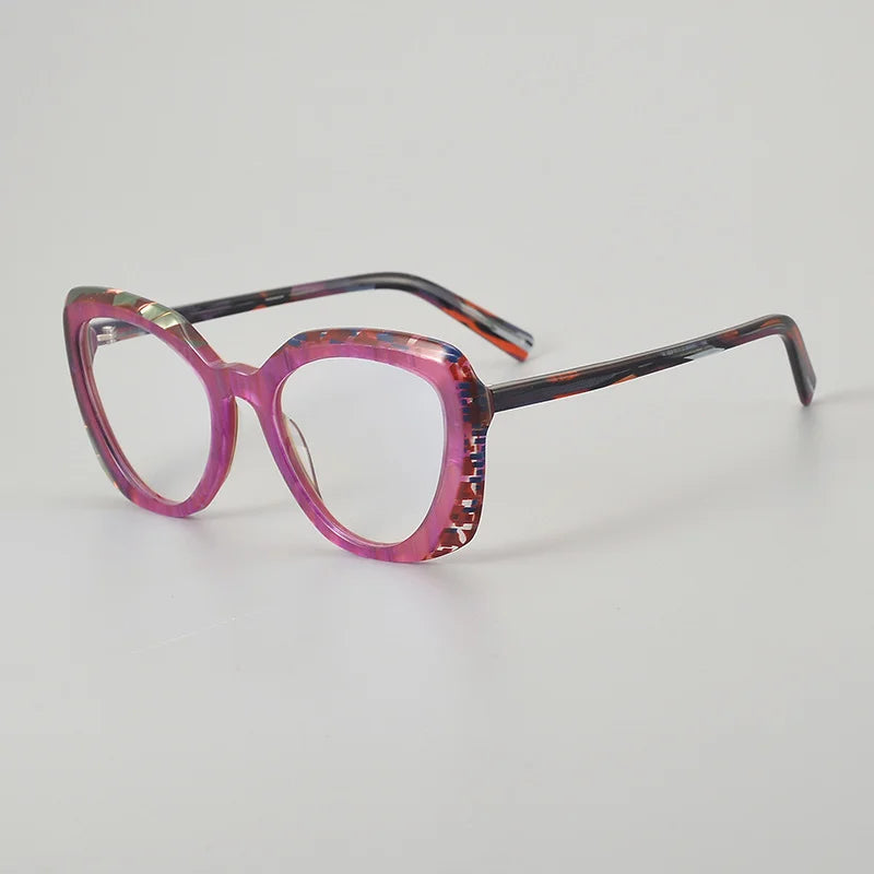 Hewei Unisex Full Rim Polygon Oval Acetate Eyeglasses 945084