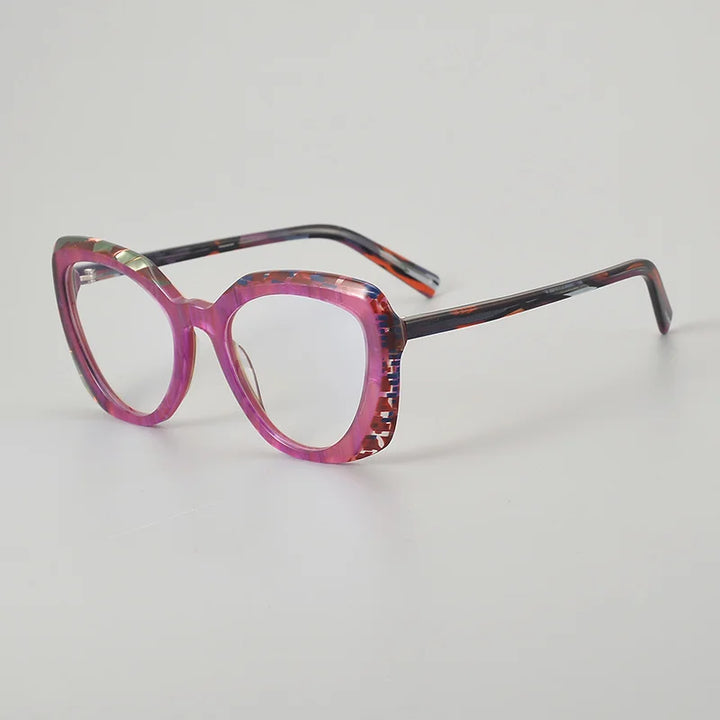Hewei Unisex Full Rim Polygon Oval Acetate Eyeglasses 945084
