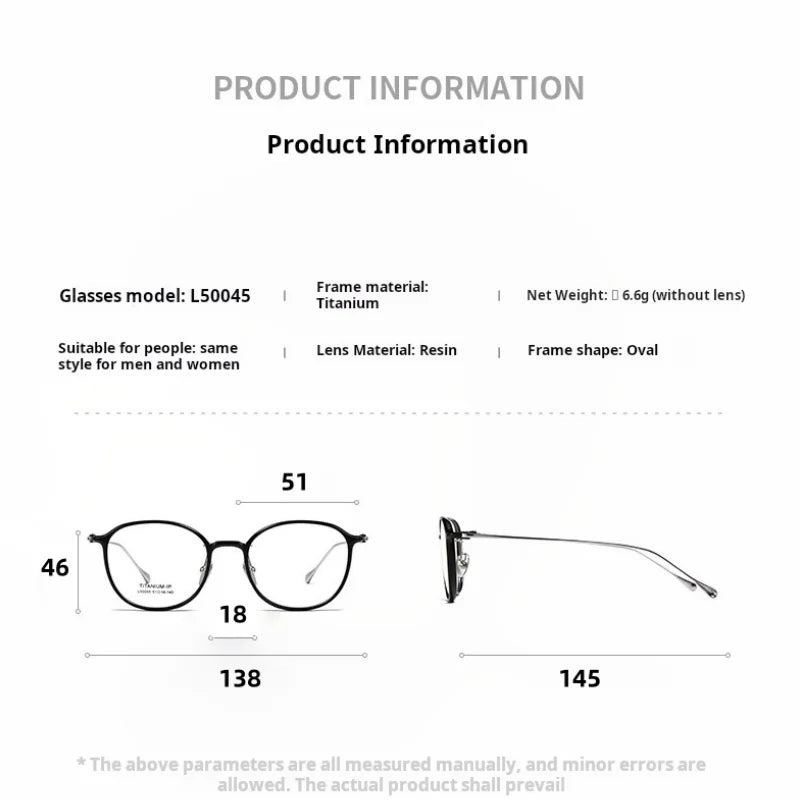 Momoja Women's Full Rim Square Round Titanium Tr 90 Eyeglasses 50045