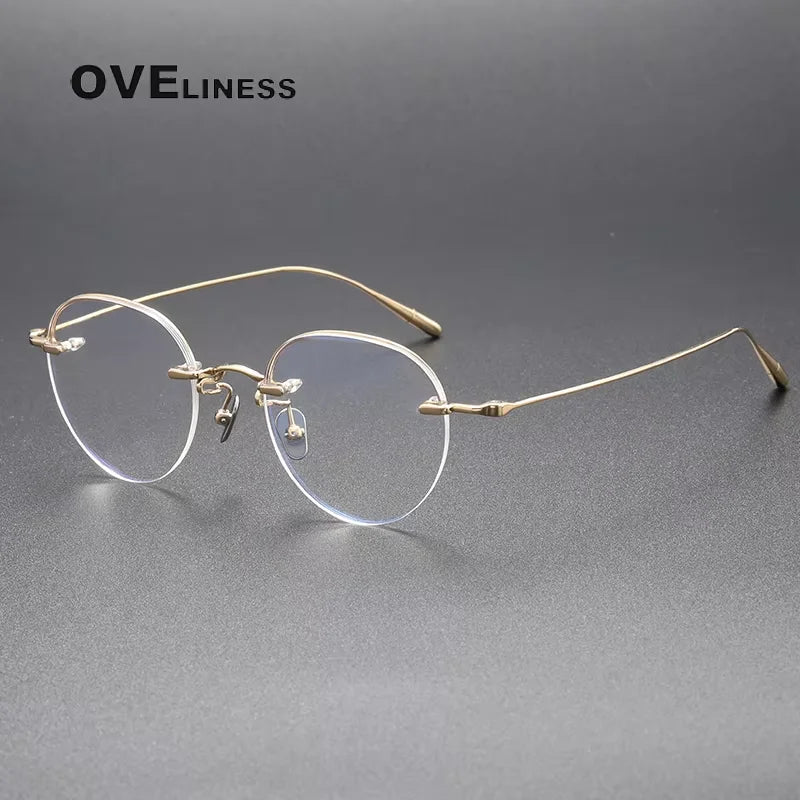 Oveliness Women's Full Rim Oval Round Titanium Eyeglasses 74611 Full Rim Oveliness gold