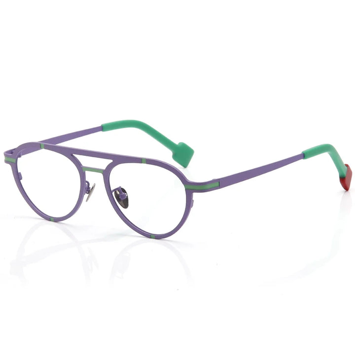 Muzz Unisex Full Rim Oval Double Bridge Titanium Eyeglasses  415018 Full Rim Muzz purple  