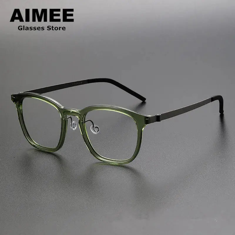 Aimee Full Rim 104700 Unisex Screwless Titanium Acetate Square Frames FuzWeb