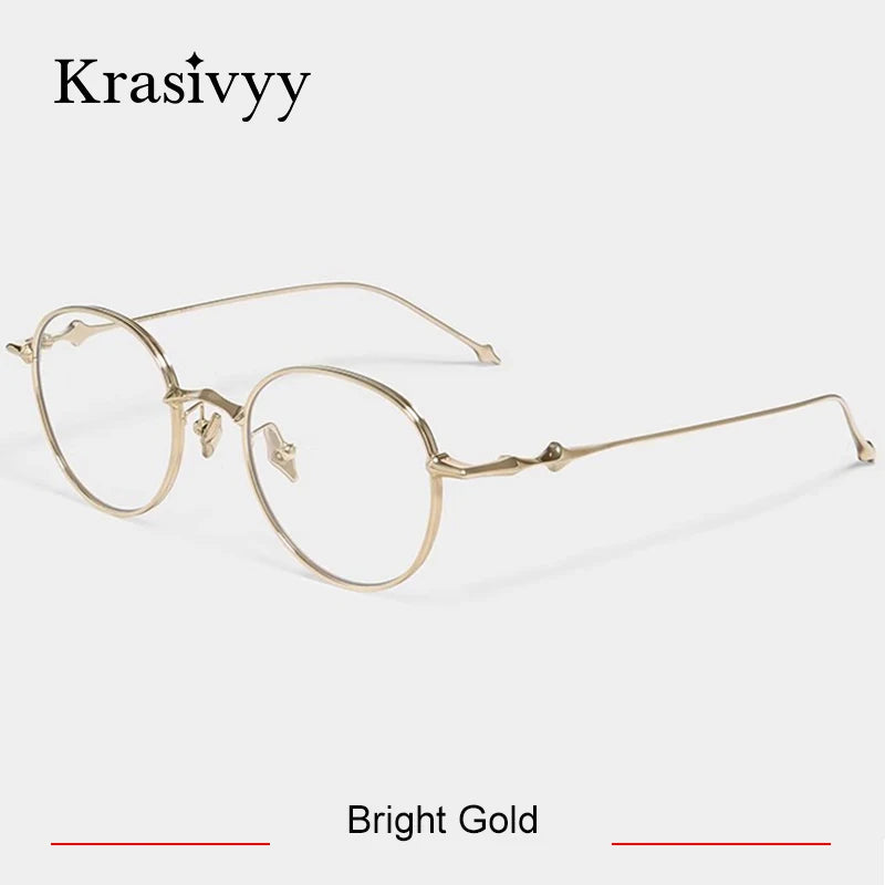 Krasivyy Unisex Full Rim Square Titanium Eyeglasses 14618 Full Rim Krasivyy Bright Gold  