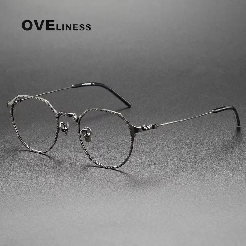 Oveliness Unisex Full Rim Flat Top Square Oval Titanium Eyeglasses 14121 Full Rim Oveliness gun  