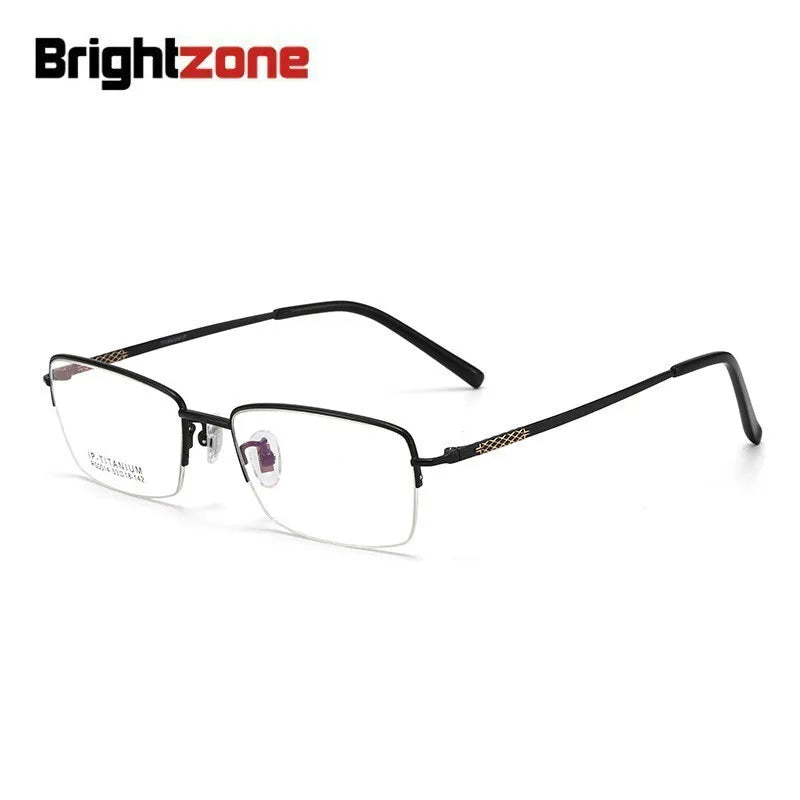 Brightzone Unisex Semi Rim Oval Square Titanium Eyeglasses 81200 Semi Rim Brightzone