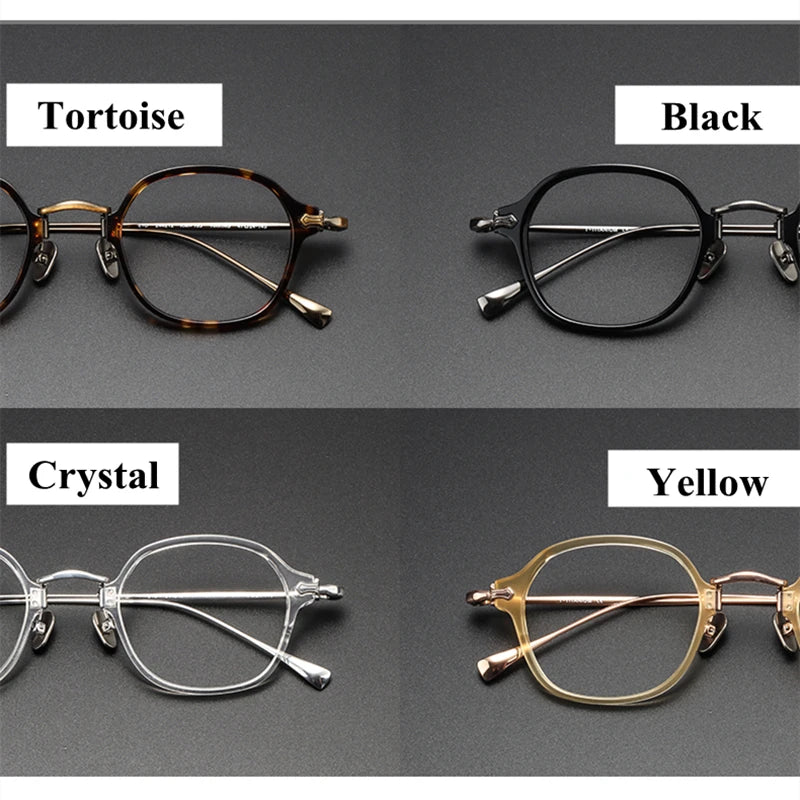 Black Mask Unisex Full Rim Acetate Titanium Square Eyeglasses Kmn183 Full Rim Black Mask   