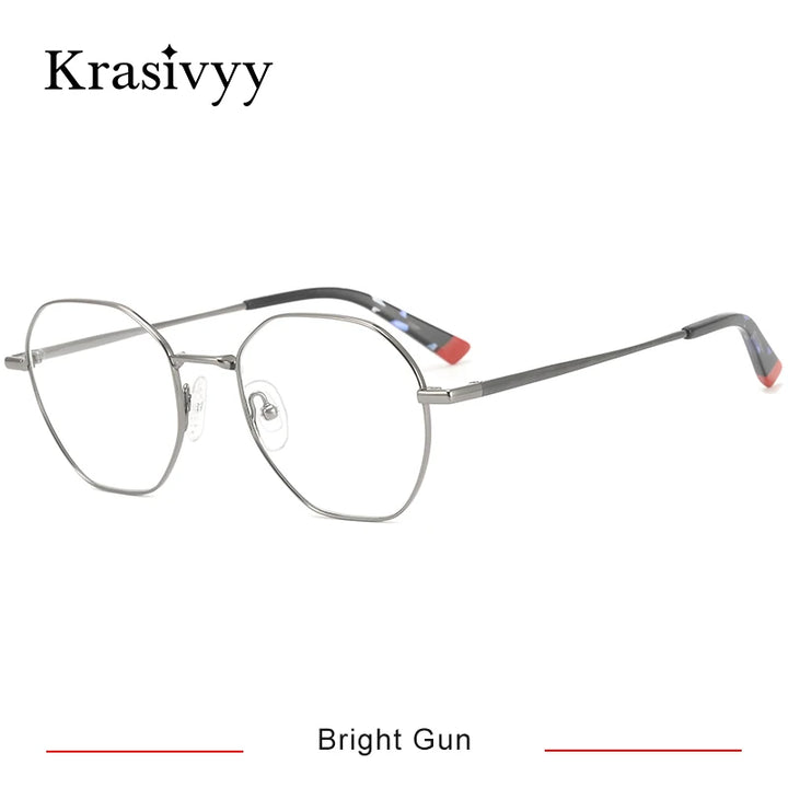 Krasivyy Women's Full Rim Flat Top Oval Titanium Eyeglasses 16425 Full Rim Krasivyy Bright  Gun  