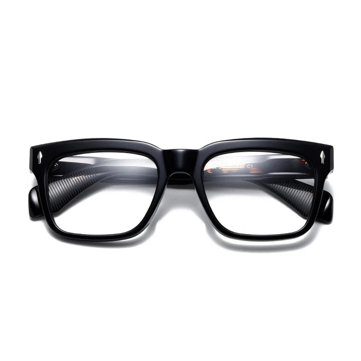 Black Mask Unisex Full Rim Acetate Square Eyeglasses 2040 Full Rim Black Mask Black  