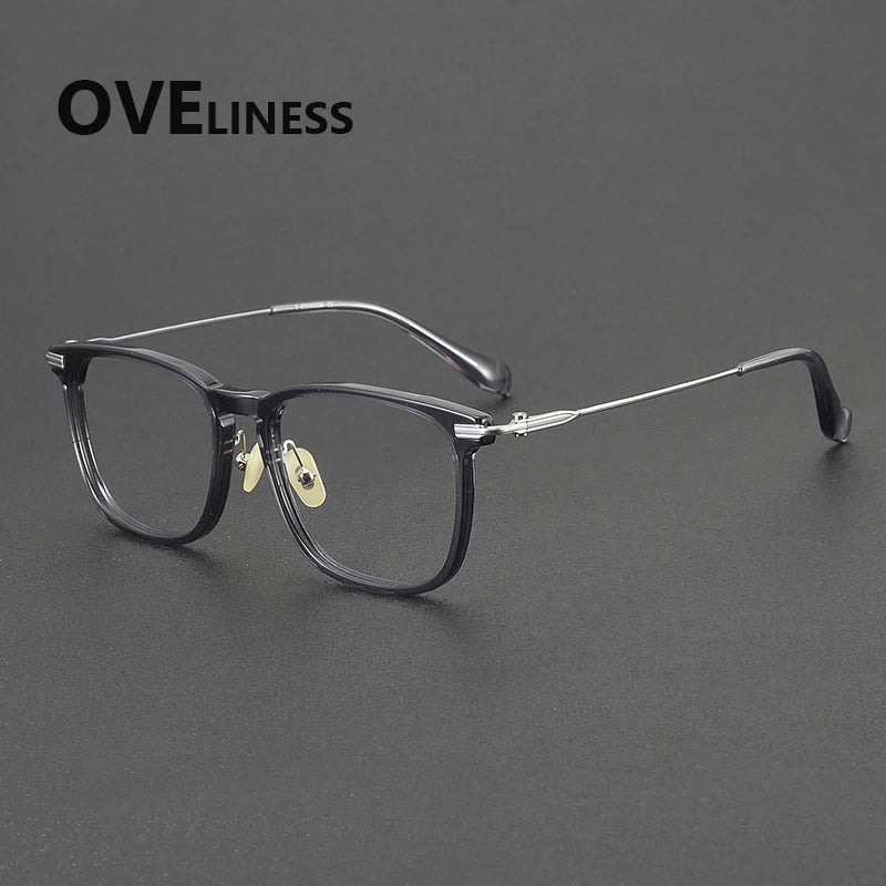 Oveliness Unisex Full Rim Big Square Acetate Titanium Eyeglasses 90003