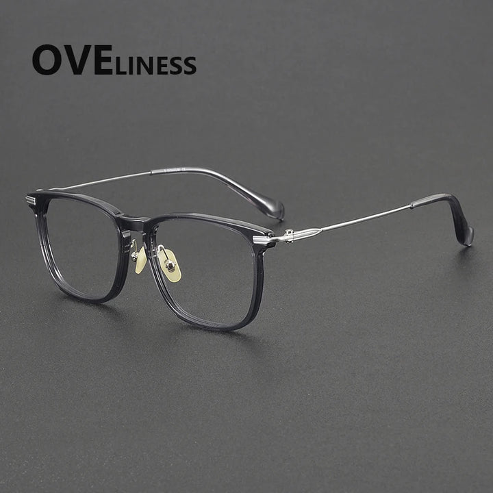 Oveliness Unisex Full Rim Big Square Acetate Titanium Eyeglasses 90003