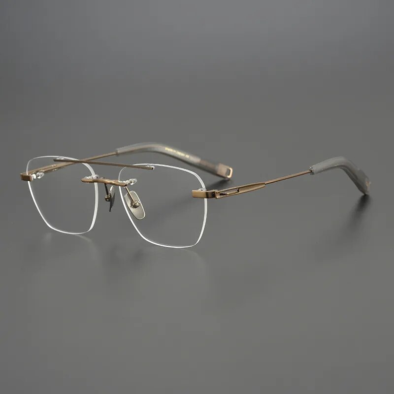 Hdcrafter Unisex Rimless Square Double Bridge Titanium Eyeglasses Dtx419 Rimless Hdcrafter Eyeglasses   