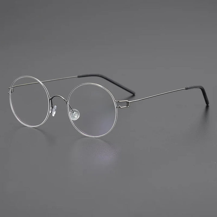 Black Mask Unisex Full Rim Screwless Round Titanium Eyeglasses D003 Full Rim Black Mask Gun Gray  