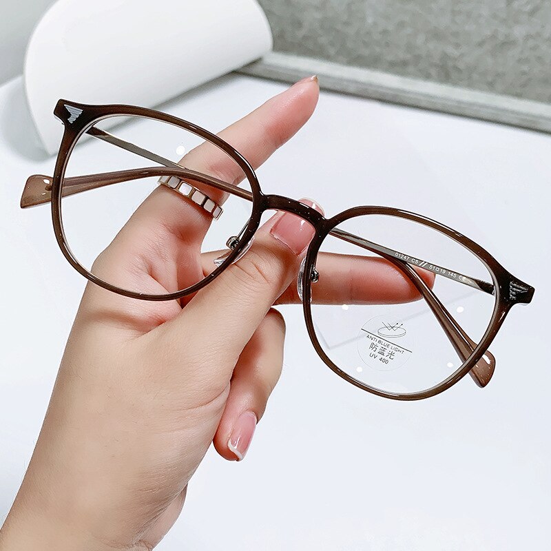 Yimaruili Unisex Full Rim Square Tr 90 Alloy Eyeglasses 01247 Full Rim Yimaruili Eyeglasses Coffee  