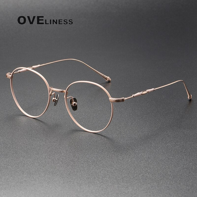 Oveliness Unisex Full Rim Irregular Round Titanium Eyeglasses M3048a Full Rim Oveliness rose gold  