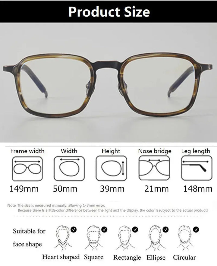 Aimee Unisex Full Rim Big Square Titanium Acetate Eyeglasses 410137 FuzWeb