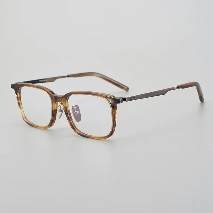 Muzz Men's Full Rim Square Brow Line Acetate Titannium Eyeglasses 89999