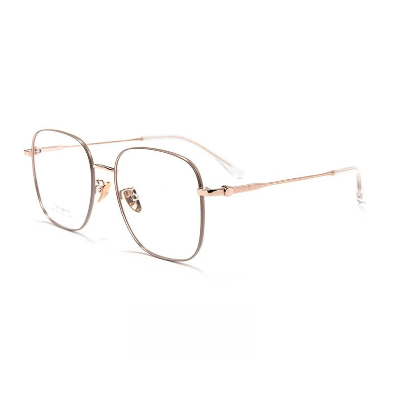 Yimaruili Unisex Full Rim Square Titanium Eyeglasses 61030 Full Rim Yimaruili Eyeglasses Milk Tea Rose