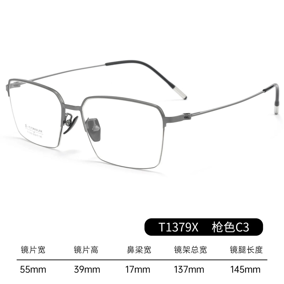 Gmei Optical T1379X men's square alloy prescription eyeglasses — view 4