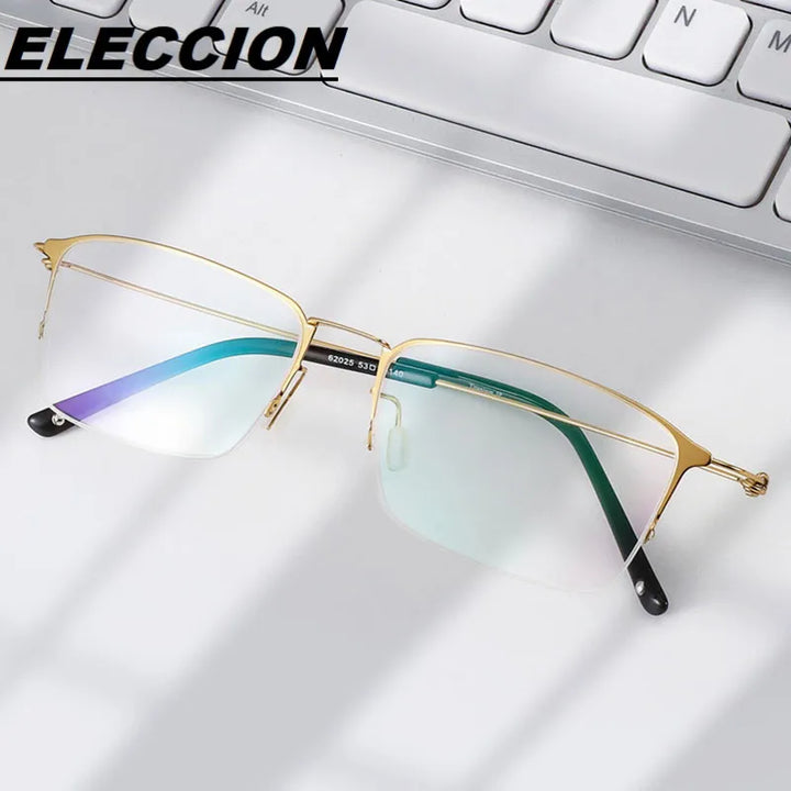 Eleccion Unisex Semi Rim Square Screwless Titanium Eyeglasses 62025