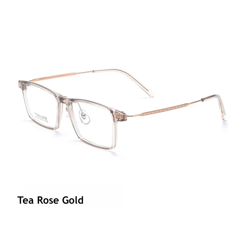 KatKani Unisex Full Rim Square Tr 90 Titanium Eyeglasses 16103x Full Rim KatKani Eyeglasses Tea Rose Gold  