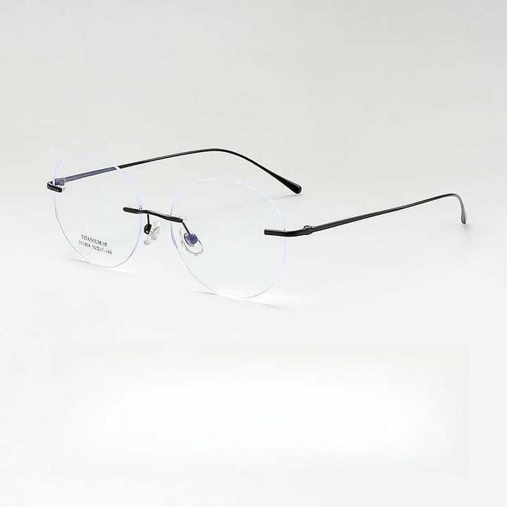 Yimaruli Unisex Rimless Round Titanium Eyeglasses 231604Wk Rimless Yimaruili Eyeglasses Black  