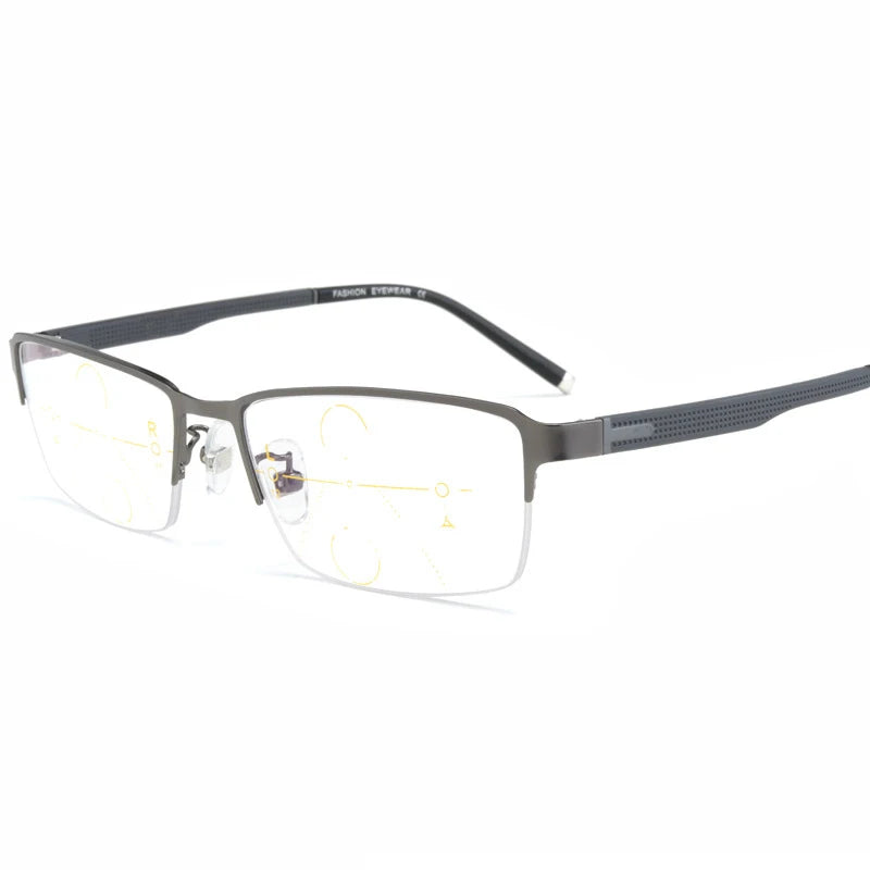 Hotochki Women's Semi Rim Square Alloy Eyeglasses 43095 Semi Rim Hotochki GRAY