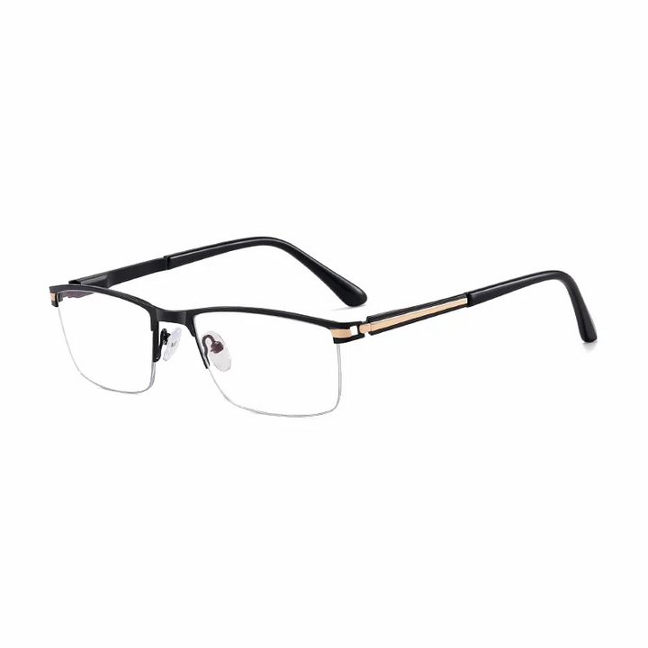 Ralferty Men's Semi Rim Square Alloy Eyeglasses 91342 Semi Rim Ralferty C1 Black CHINA 