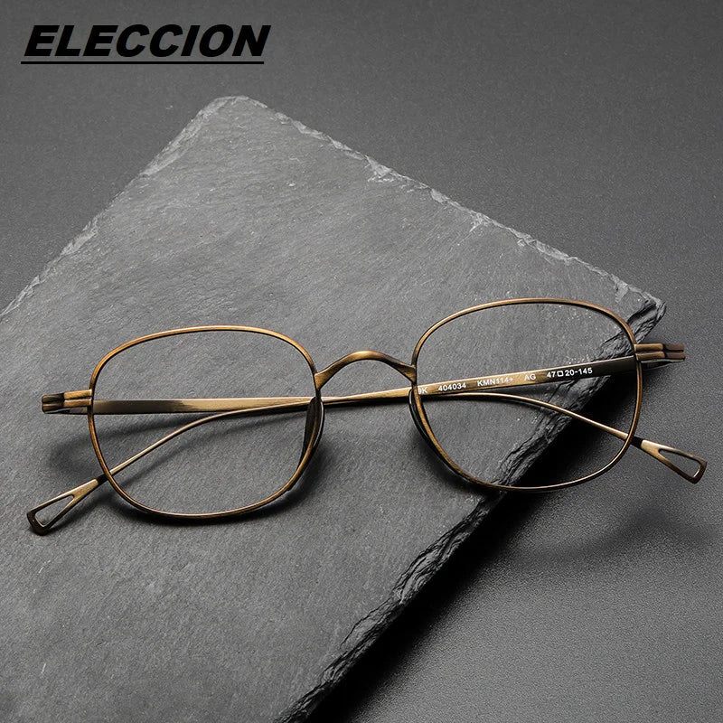 Eleccion Women's Full Rim Oval Square Titanium Eyeglasses 942114