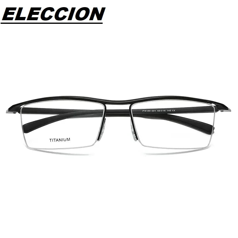 Eleccion Men's Semi Rim Brow Line Titanium Eyeglasses 8189 Semi Rim FuzWeb