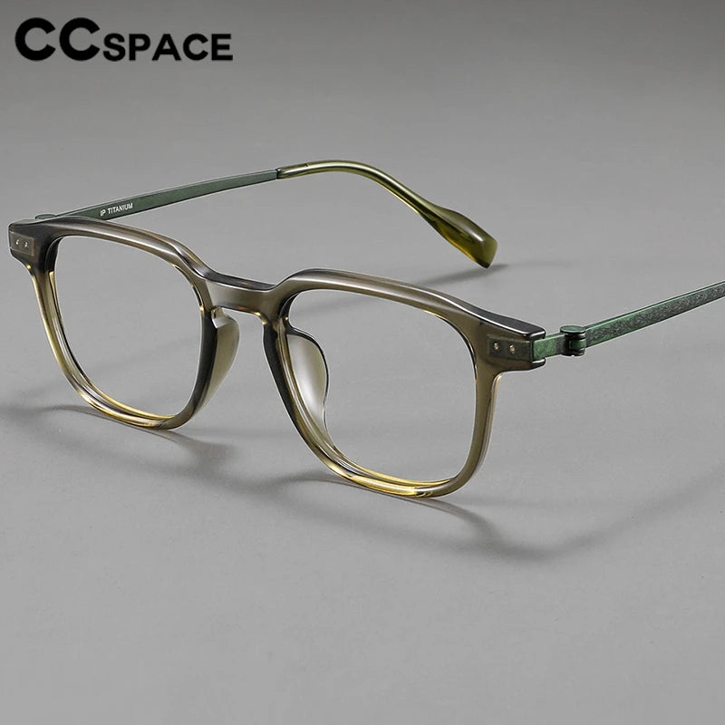 CCspace Men's Full Rim Big Square Acetate Titanium Eyeglasses 314981