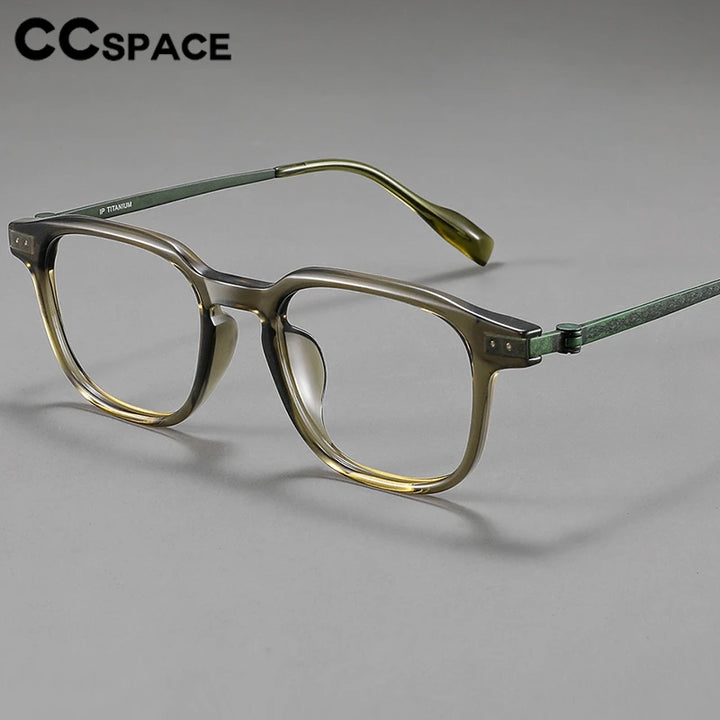 CCspace Men's Full Rim Big Square Acetate Titanium Eyeglasses 314981