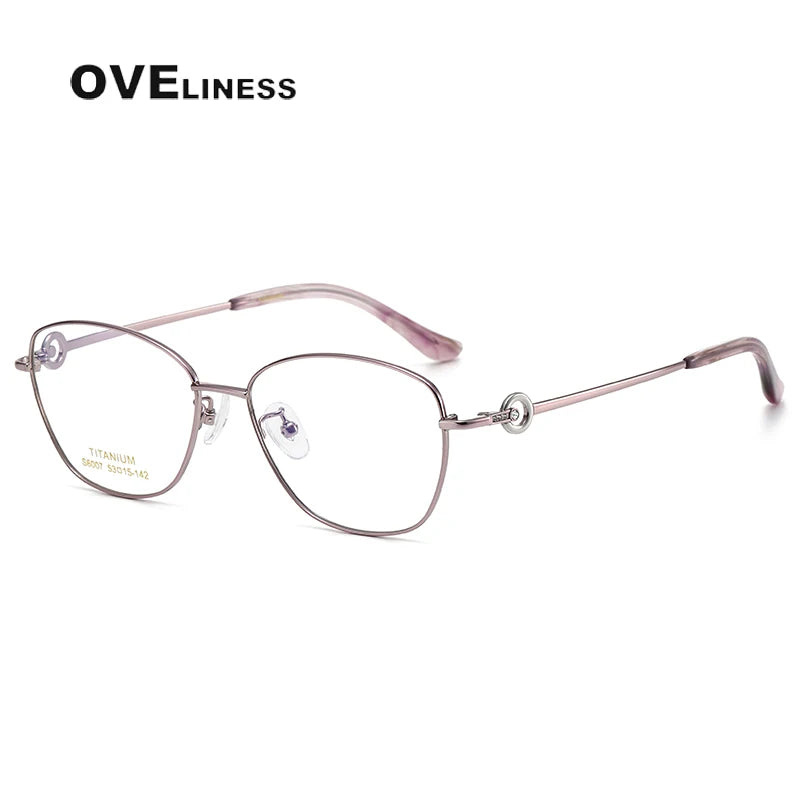 Oveliness Women's Full Rim Square Cat Eye Titanium Eyeglasses 196007 Full Rim Oveliness purple pink  