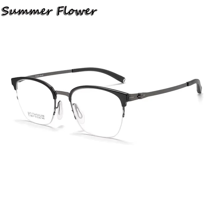 Summer Flower Women's Full Rim Square Tr 90 Titanium Eyeglasses 618817