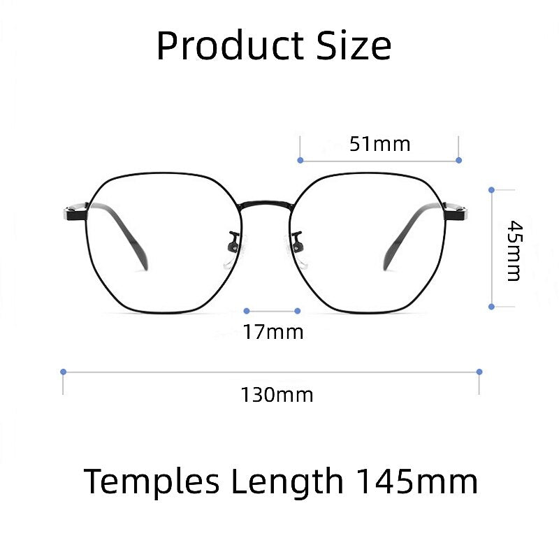 KatKani Unisex Full Rim Polygonal Titanium Alloy Eyeglasses 1009Th Full Rim KatKani Eyeglasses   
