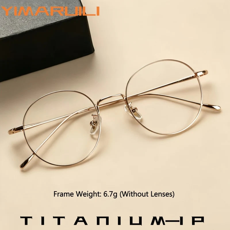 Yimaruili Unisex Full Rim Round Pure Titanium Eyeglasses 177575 — view 1 | Yimaruili at FuzWeb