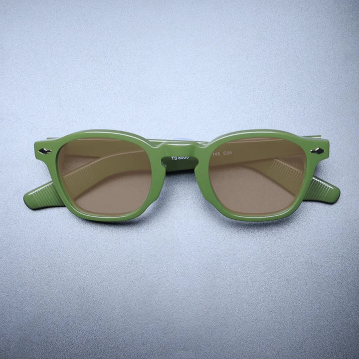 Gatenac Unisex Full Rim Square Acetate Polarized Sunglasses M009 Sunglasses Gatenac Green Brown  