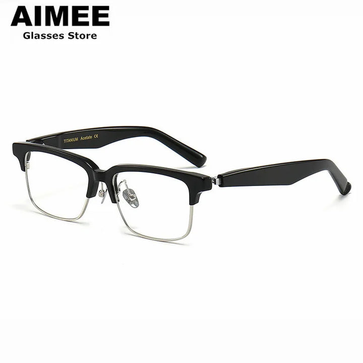 Aimee Unisex Full Rim Square Titanium Acetate Eyeglasses 1393 Full Rim Aimee   