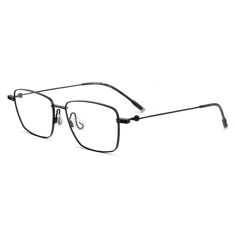 Yimaruili Men's Full Rim Square Titanium Eyeglasses 308t Full Rim Yimaruili Eyeglasses Black  
